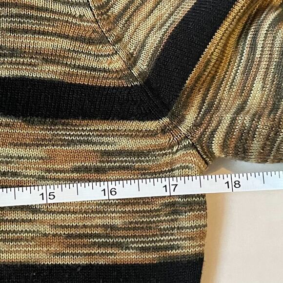 Calvin Klein Knit Brown, Black Striped Fitted 3/4 Sleeve Sweater Dress, M - Picture 8 of 11